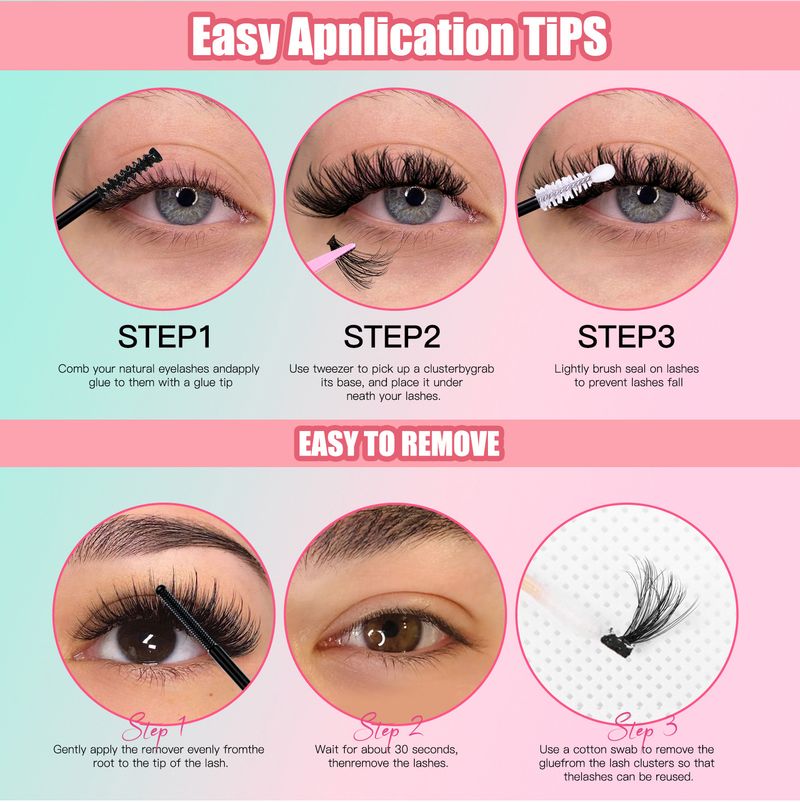 Ljepota i zdravlje DIY odijelo za ekstenzije umjetnih trepavica s jednom klasterom kose, debljina 270 klastera, 60D, 80D, 100D trepavice_voghion.com