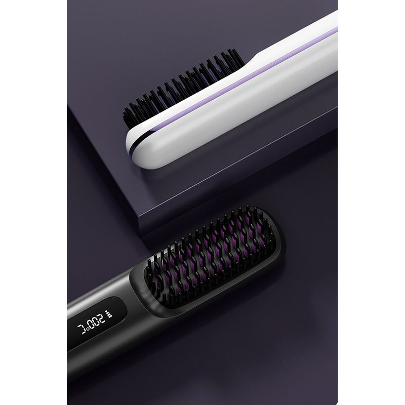 New Multifunctional Straightening Brush With LCD Display, USB Rechargeable, Ceramic Heating, Mini Wireless Portable Hair_voghion.com
