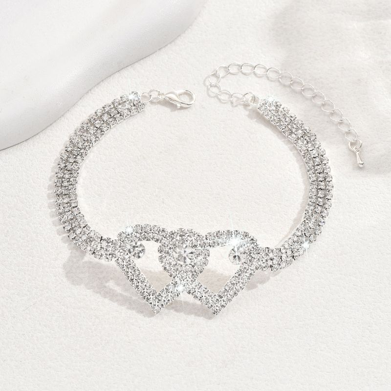 Unisex Heißer Verkauf Diamant Fußkettchen Mode Anhänger Doppel Liebe Patch_voghion.com