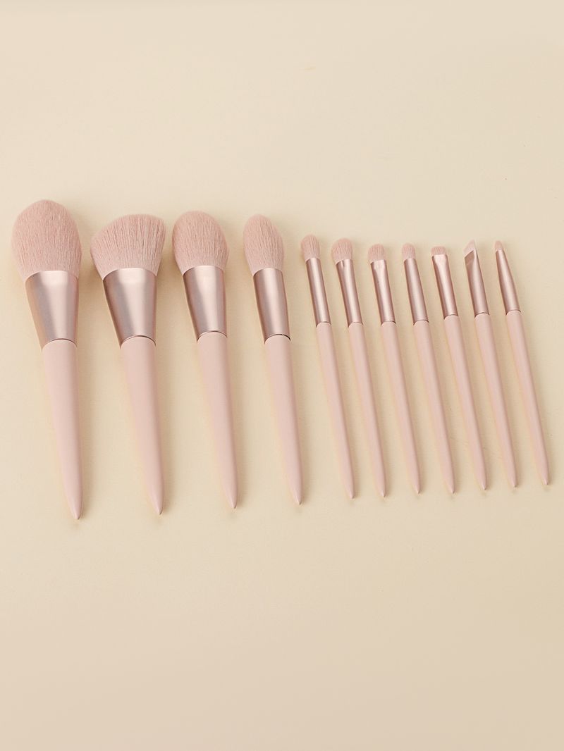 Hochwertiges Make-up-Pinselset mit 11 rosafarbenen, mattseidenen, superpuderigen, hochwertigen Make-up-Pinseln_voghion.com
