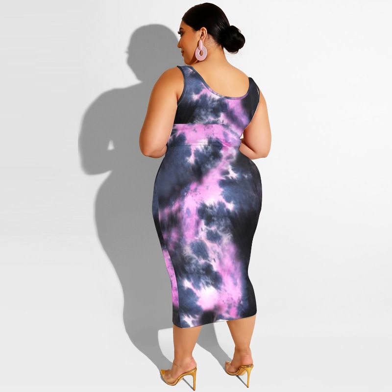 20778 Zomer nieuwe tie-dye print strakke wrap hippe mode casual set dames plus size tweedelige set_voghion.com