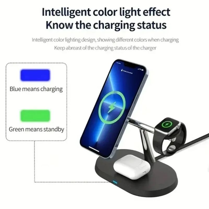 3 In 1 Fast Charging Magnetic Wireless Charger For Mag Safe IPhone 16-12 Pro Max Samsung S24 IPhone/Galaxy Watch_voghion.com