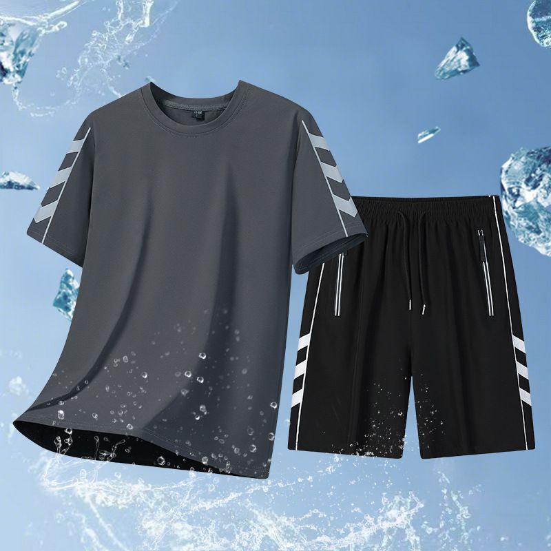 Maglietta estiva personalizzata da uomo a maniche corte, casual, sportiva, in seta ghiacciata, traspirante, ad asciugatura rapida, di alta qualità, semplice, alla moda, versatile_voghion.com