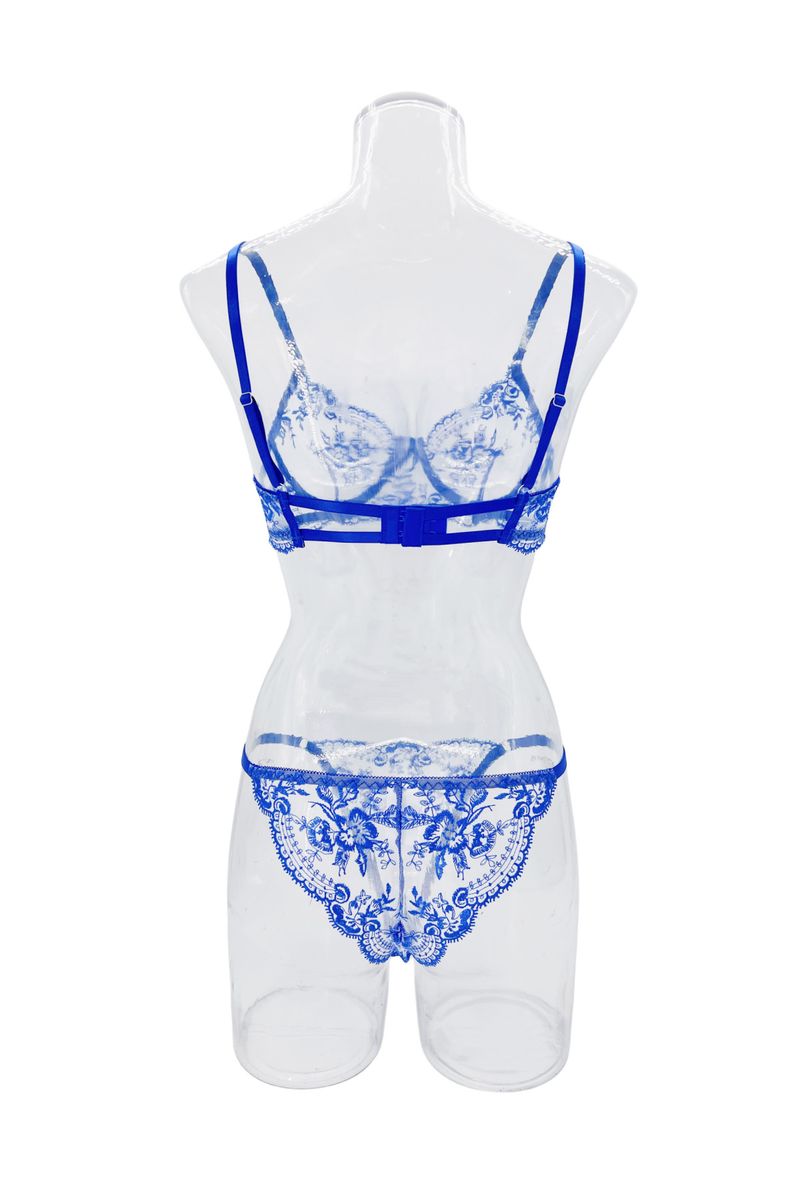 Damen Kleeder Blummen Broderie Perspektiv Mesh Sexy Komfortabel Einfach a generéis Ënnerwäsch Set_voghion.com