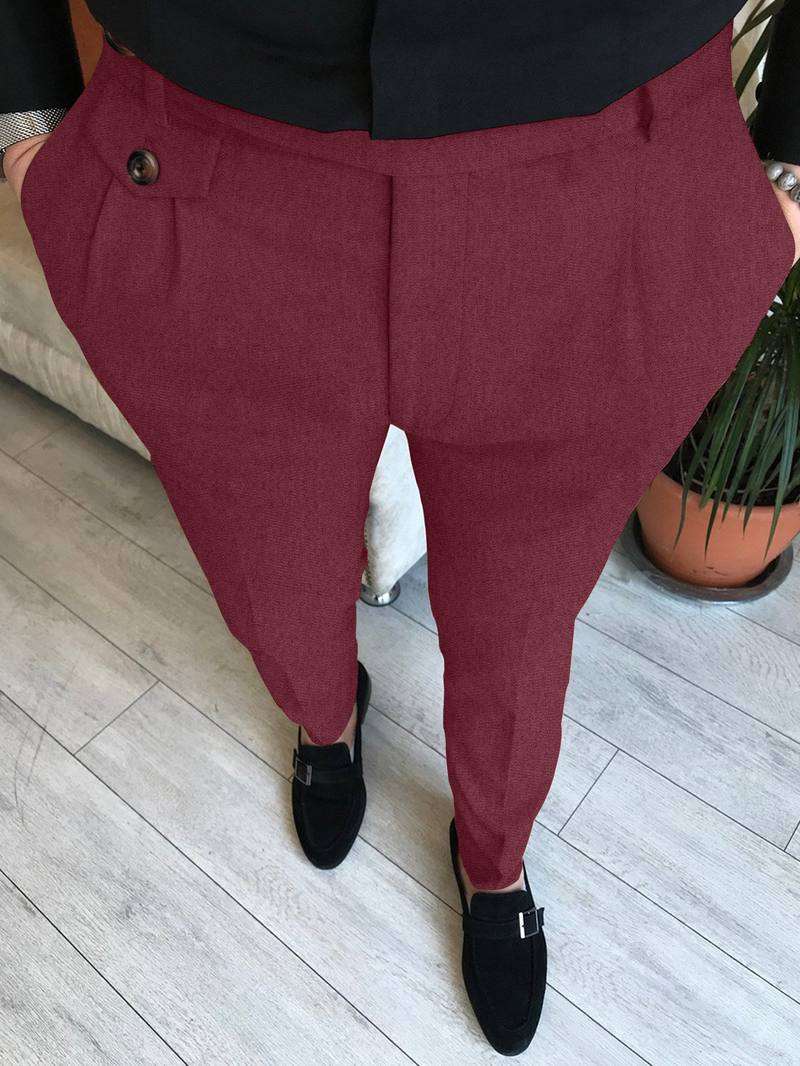 Pantalons pour hommes, couleur unie, décontractés, coupe slim, formels, fuselés, quatre saisons, tendance_voghion.com