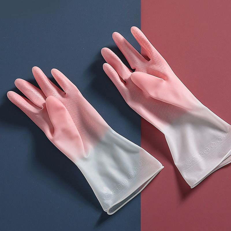 Kitchen Dishwashing Gradual Change Color Glue Household Housekeeping Cleaning Gloves Rubber_voghion.com