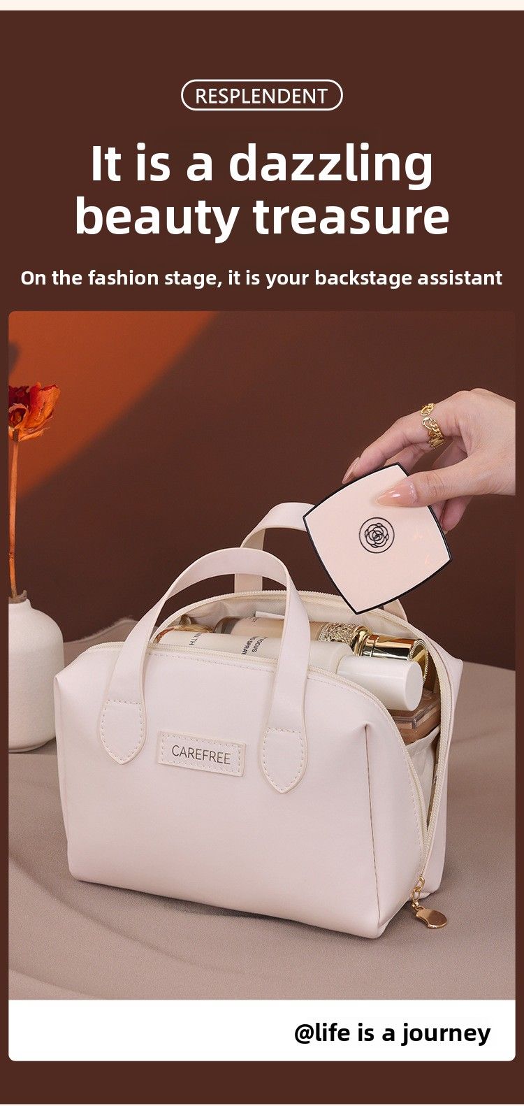 Kosmetiktasche mit großer Kapazität, tragbare Aufbewahrungstasche für Reisekosmetik_voghion.com