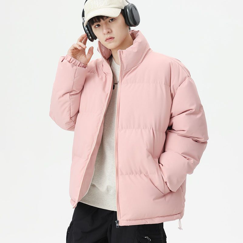 Clothing 2024 Winter New Stand Collar Men's Loose Thickened Warm Trendy Puffer Jacket Cotton Coat_voghion.com