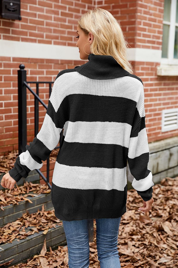 Women's Casual Long Sleeve Halloween Sweater Pumpkin Striped V Knitted Cardigan_voghion.com