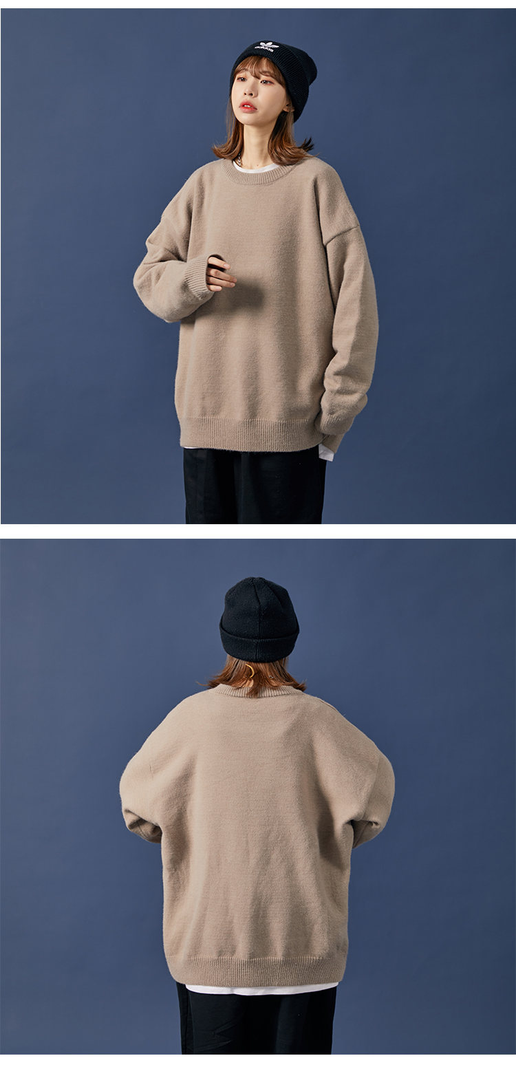1. Nueva chaqueta de hombre de color sólido con tendencia neutra informal y suelta para parejas 7979P45 felpa P55_voghion.com
