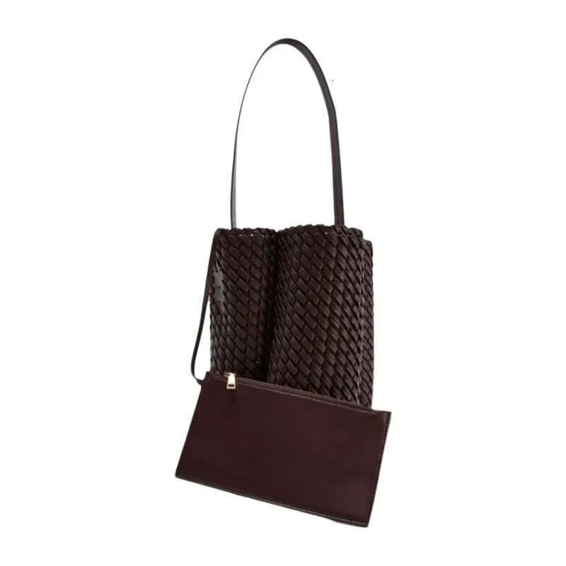 Borsa a secchiello intrecciata, nuova, alla moda, casual, da donna, a tracolla, di grande capacità_voghion.com