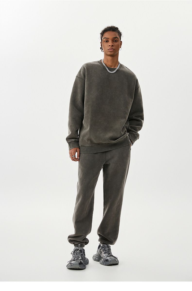 Unisex Heavyweight Fleece Tracksuit – Vintage Batik Print Hoodie & Jogger Set (S-XXL, 58% Polyester 42% Cotton)_voghion.com