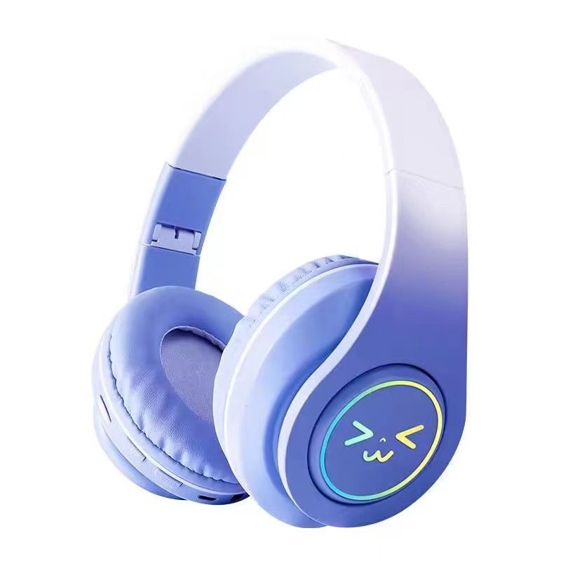 AI Intelligent Noise Reduction Cross-Border New B39 Gradient Color Bluetooth Headphones Over-Ear Heavy Bass Colorful Light-Up Wireless Gaming Headset_voghion.com