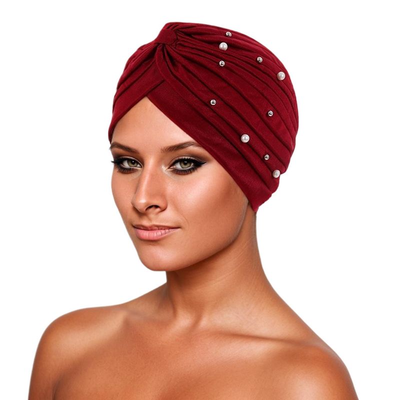 Muslim hat Turban cap pleats nail bead pleats simple watermelon cap_voghion.com