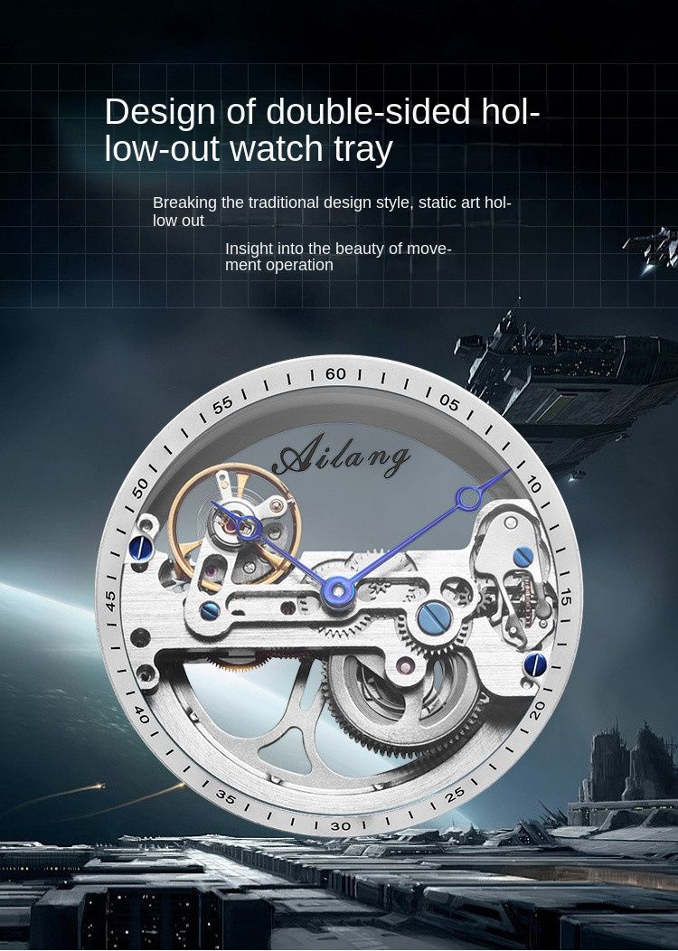 AILANG 2023 Orologio meccanico automatico trasparente cavo per uomo Orologio scheletrato con cinturino in pelle alla moda Orologi da uomo Reloj Hombre_voghion.com