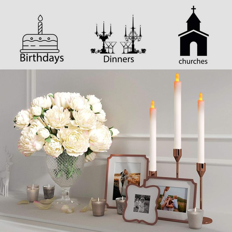 THIKIN Flammenlose LED-Kerzen mit Fernbedienung – Dekorative Lichter mit langem Stab für Hochzeit, Kirche, Weihnachten, Heimdekoration_voghion.com