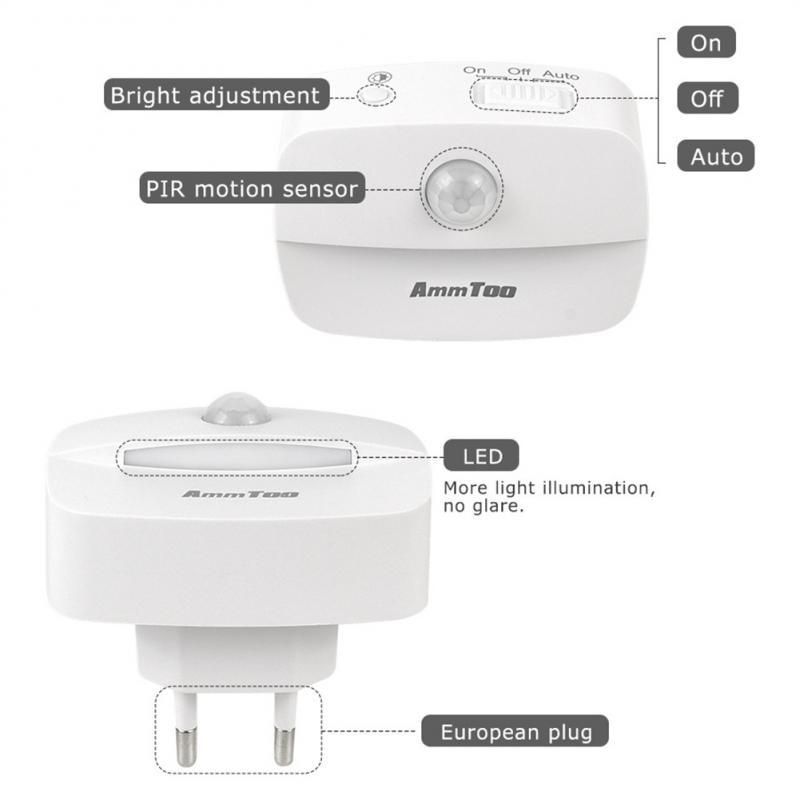 1 db LED éjszakai fény EU dugaszolható intelligens mozgásérzékelős fali lámpa otthoni folyosóra lépcsőre konyhába hálószobába éjszakai élethez_voghion.com
