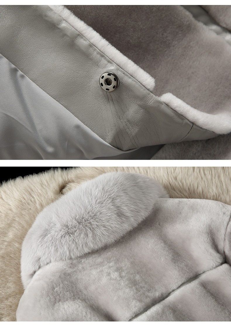 Women's Cashmere Splicing Fur One Medium Length Imitation Fox Fur Collar Coat Fur Coat_voghion.com