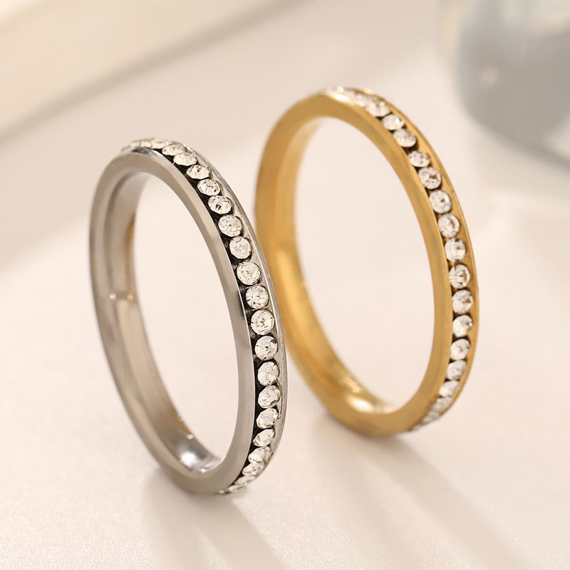 Titanium Steel Ring Unique Design, Minimalist And Simple, Inlaid With Diamonds, Ultra-Thin Couple Rings, Hand Jewelry_voghion.com