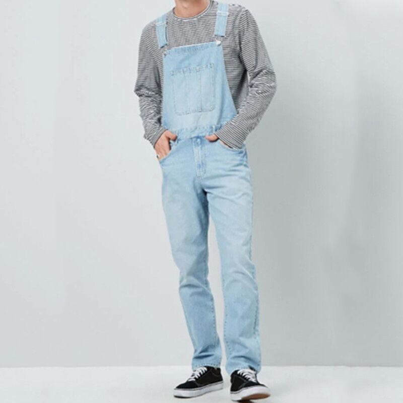 Men's Clothing Men's Suspender Jeans Jumpsuit Trousers Popular Work Clothes Simple Fashion Casual Overalls_voghion.com