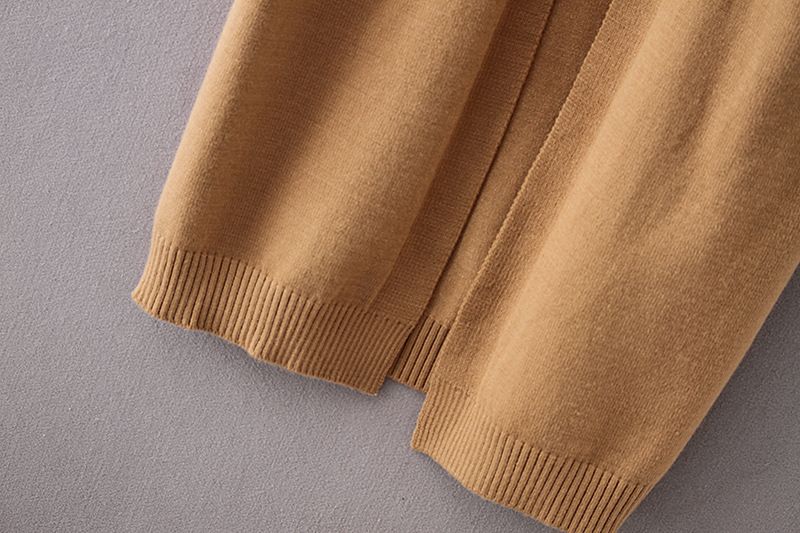 Damenbekleidung Herbst- und Winter-Strickpullover mit Doppeltaschen, mittellanger und langer Strickjackenpullover für Damen_voghion.com