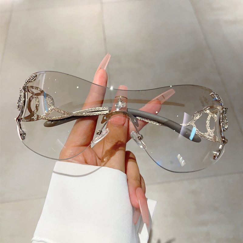 Nuovo specchio da serpente senza cornice personalizzato e alla moda con gamba con senso tecnologico Y2K occhiali da sole divertenti_voghion.com