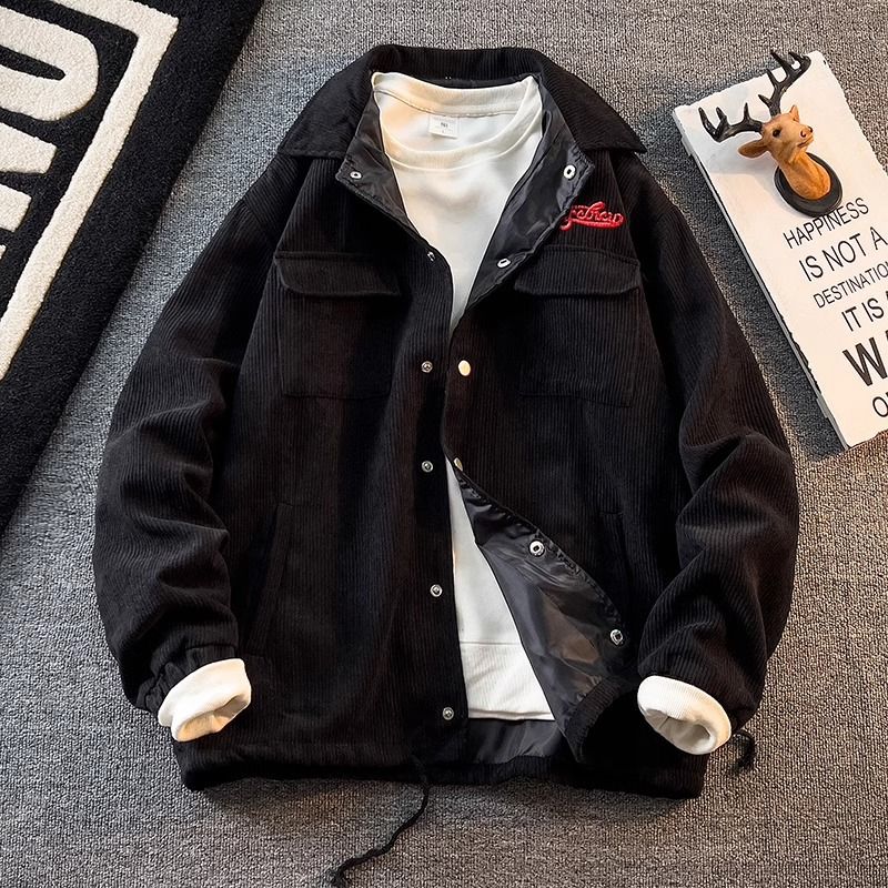 Premium-Arbeitsjacke für Herren – Locker geschnittener, vielseitiger Frühlings- und Herbstmantel in Schwarz, Braun und Apricot_voghion.com
