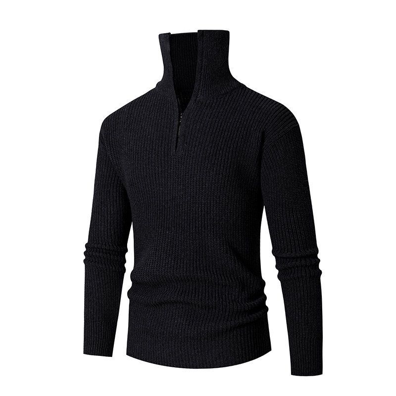 Maglione da uomo autunno inverno nuovo slim fit base colletto rovesciato mezza cerniera maglia maglia tinta unita_voghion.com