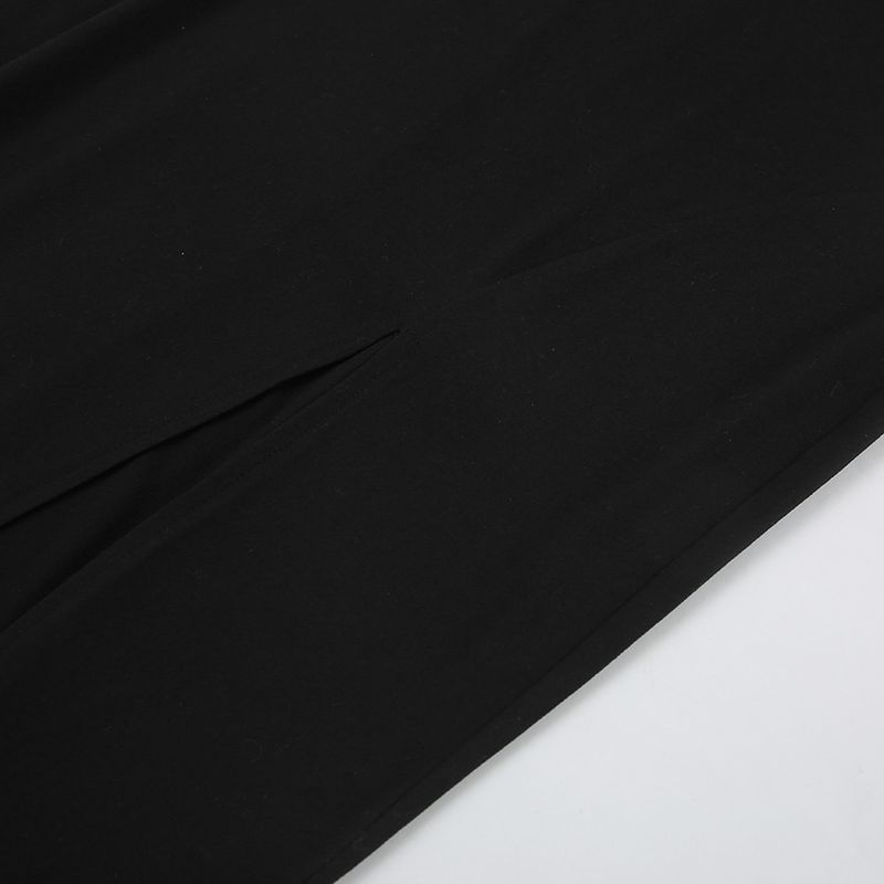 Abbigliamento da donna Abito attillato con spacco a vita alta in maglia spazzolata nera Abito da donna alla moda Wildberries_voghion.com