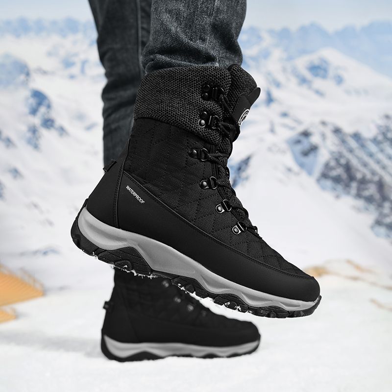 Cizme de zăpadă pentru bărbați și femei, pantofi de iarnă din bumbac, cizme Martin pentru alpinism în aer liber, îngrămădite și îngroșate._voghion.com