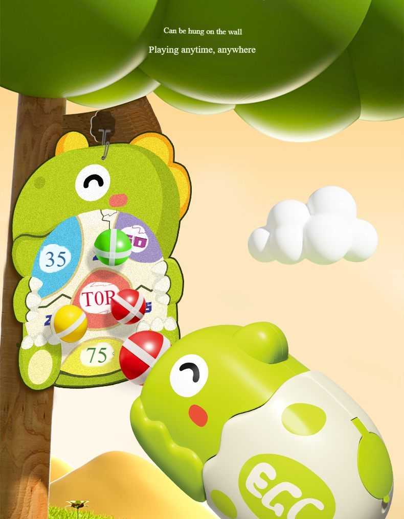 Children's Dinosaur Shooter Sticky Ball Set Cute and Fun Styling Parent Child Interactive Puzzle Game New Year Gift 2024_voghion.com