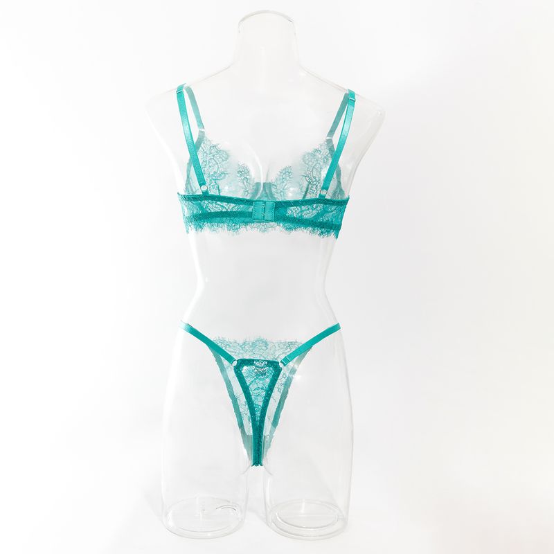 Women's Intimates Big Chest Small Thin Hollow Bra Thong Women's Underwear Set_voghion.com