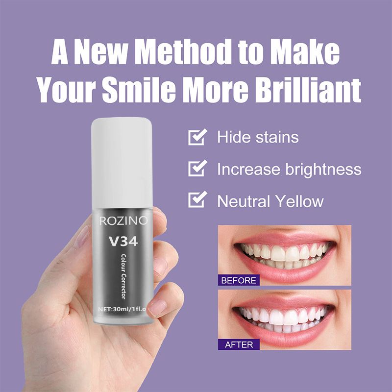 Hot selling v34 whitening black toothpaste color essence tooth yellow stain removal batch_voghion.com
