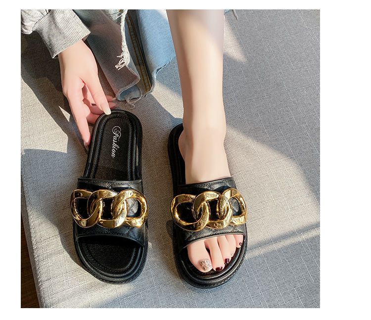 Pantuflas de suela gruesa para exteriores, estilo Xiaoxiang de celebridades de internet, suela suave, ideales para interiores y exteriores, ideales para la playa._voghion.com