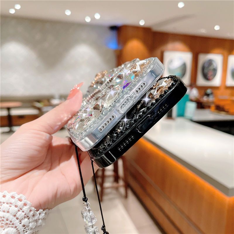 Spiegelhülle mit Dekoration für Damen, Glitzer-Diamant-Bling-Hülle, für Samsung S24 S20 Plus S21 FE S22 23Ultra Note20_voghion.com