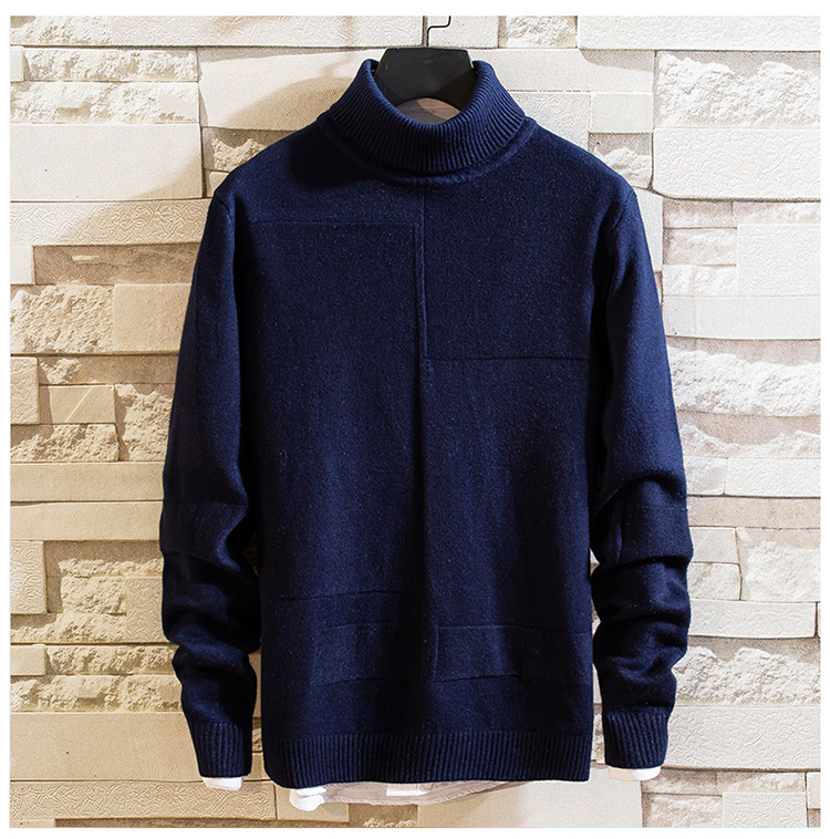 Heren Herfst- en Wintermodellen Voor- en achterkant Casual Mode Pullover Coltrui Slim-fit Sweater Buitenlandse Handel Lopende hoeveelheid_voghion.com