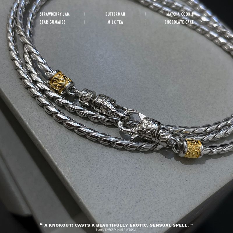 Tang Grass Pattern Double Button Head Dragon Bone Necklace For With Unique Design Sense Autumn/Winter Sweater Chain_voghion.com