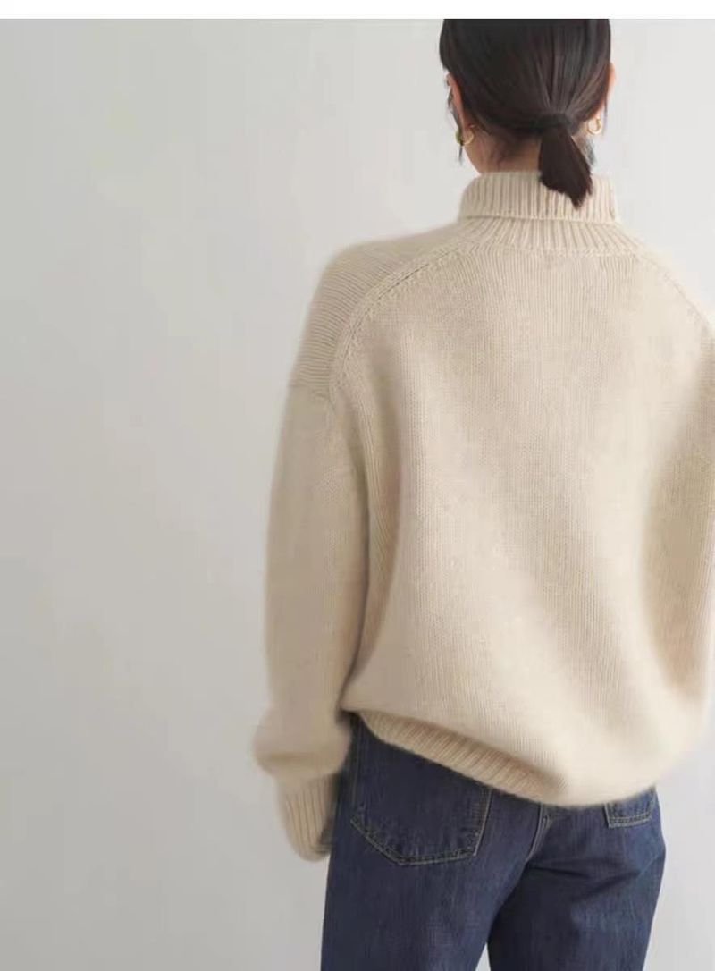K Verdickter, lockerer, vielseitiger Strickpullover mit hohem Kragen für Damen; Basisschicht im Lazy-Style zum Tragen als Oberbekleidung._voghion.com