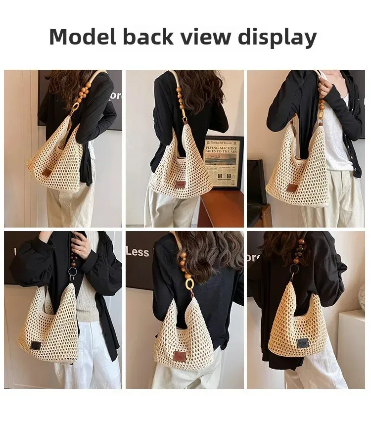 Strand Sommer Tasche Für Frauen Mesh Gewebt Schulter Verstellbaren Riemen Handtasche Große Kapazität Hobo Reise Urlaub Y250707_voghion.com
