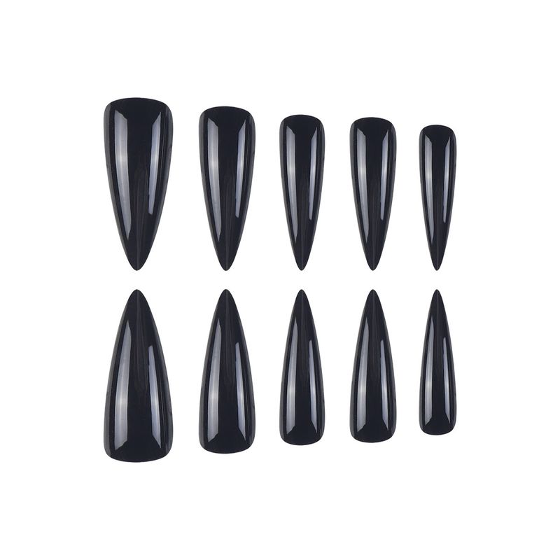 Langes Press-On-Nagel-Set – Mattschwarz und Nude-Farben, extra lange Stiletto-Kunstnägel mit Kleber und Gel-Pads, wiederverwendbare glamouröse Acrylnägel für Frauen_voghion.com