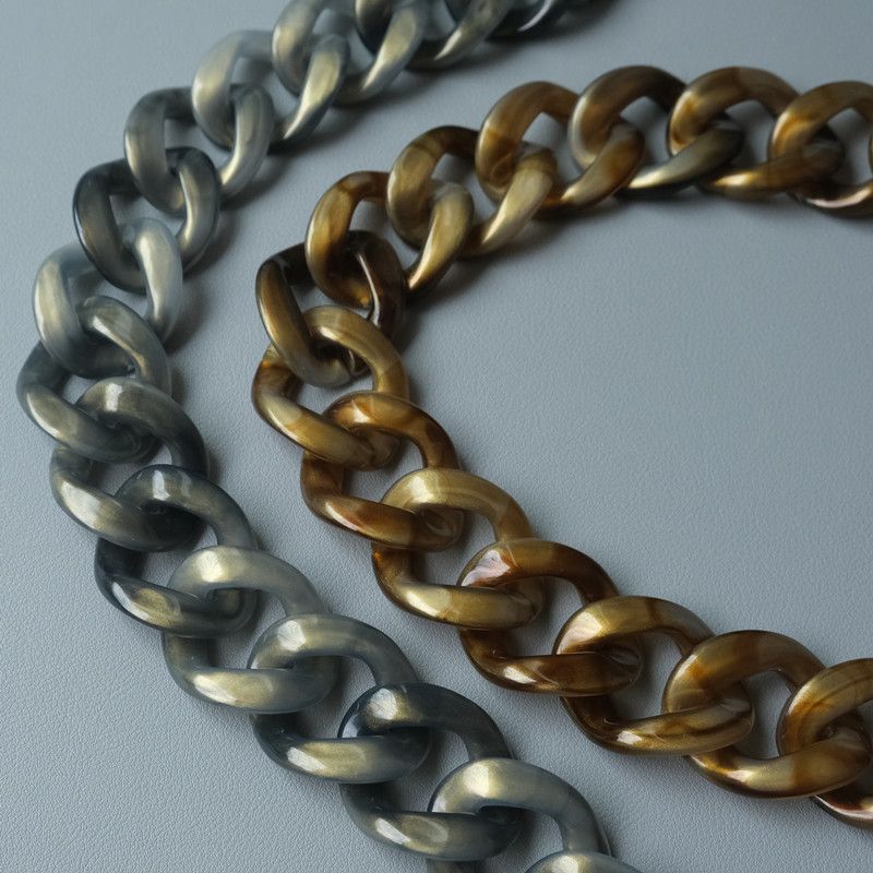 Vintage Gold Pulver Pailletten Acryl Harz Farbe-Block Handgemachte Abnehmbare Dicke Tasche Dekoration Kette_voghion.com