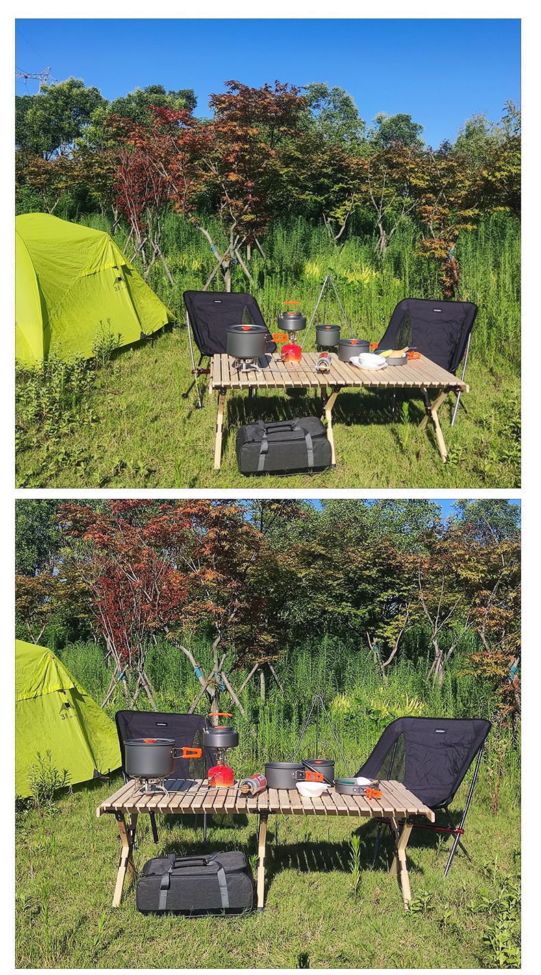 Picknicktasche für Camping im Freien, Herdkopf, Herd, Kochgeschirrset, selbstfahrende tragbare Aufbewahrungstasche für Besteck_voghion.com
