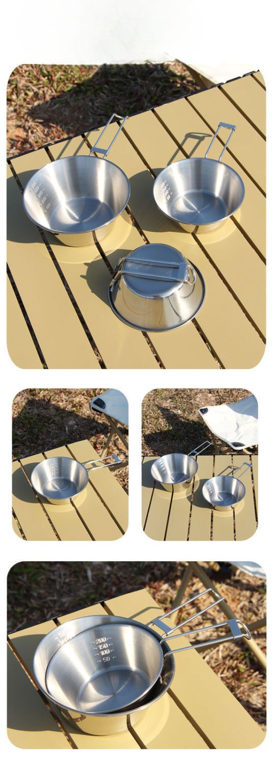 Outdoor Folding Snow Portable Tableware 304 Stainless Steel Camping Coffee Cup Instant Noodle Rice Bowl Cookware_voghion.com