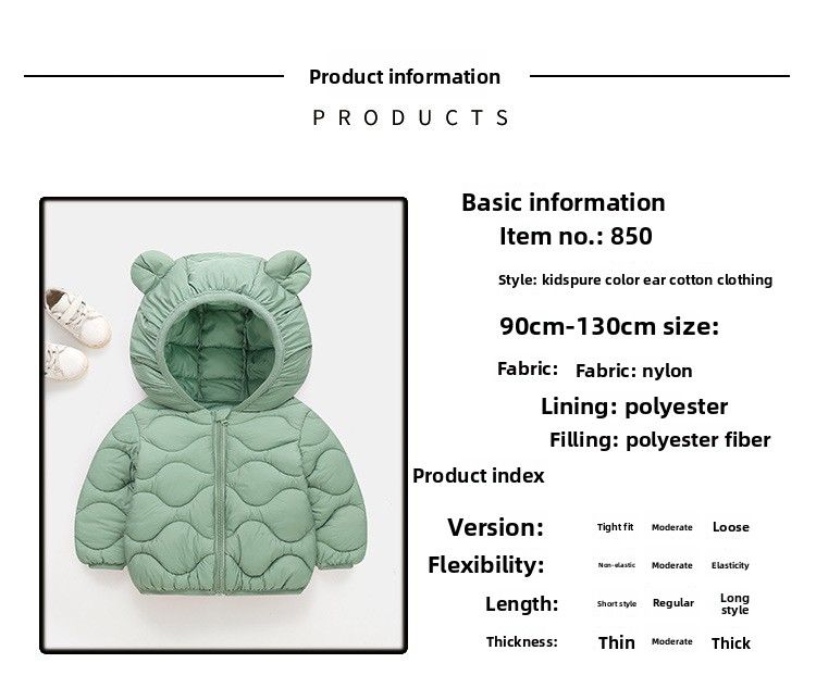 Autumn And Winter New Children's Jacket Lightweight Down Cotton Coat Baby Outerwear Solid Color_voghion.com