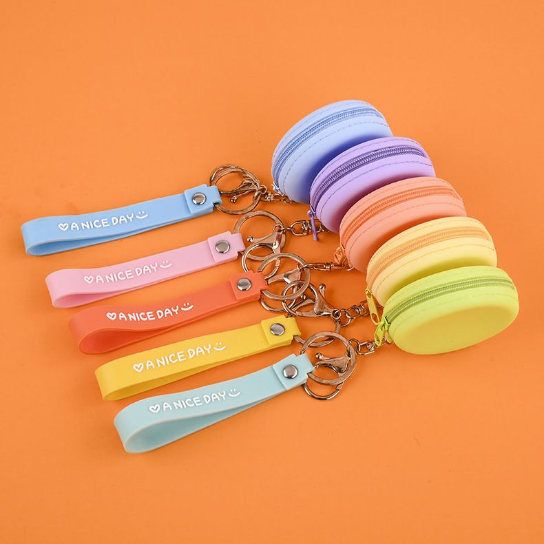 New Creative Silicone Solid Color Children's Coin Purse Toddler Points Storage Wrist Strap Round Bag_voghion.com