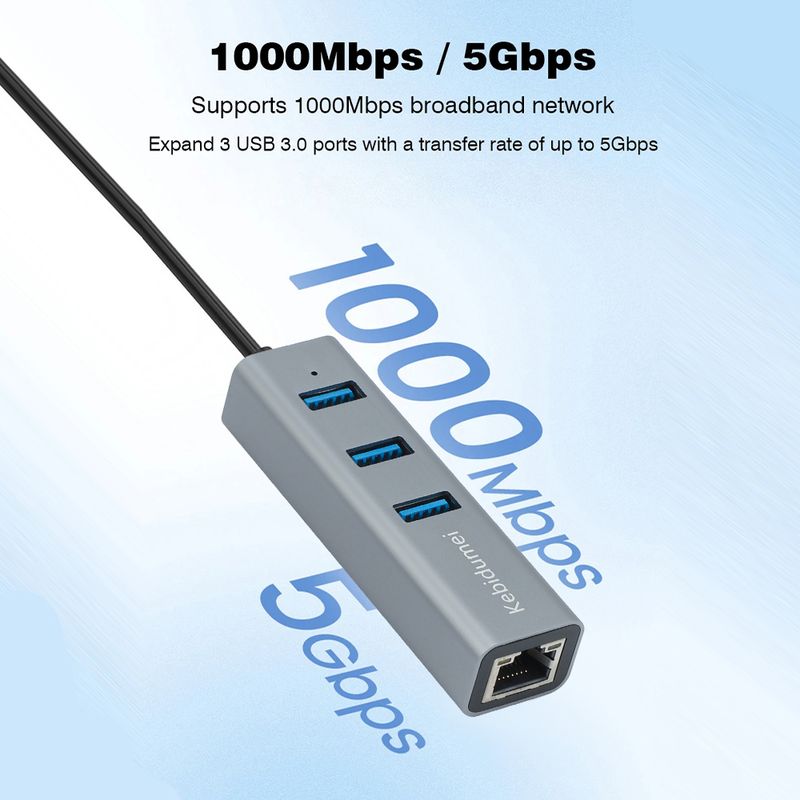 Type-C To Ethernet Adapter A C 4 In 1 Multiport Hub Gigabit RJ45 3 X USB 3.0 Ports Compatible With Book Pro PC_voghion.com