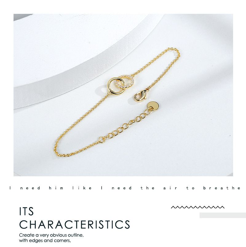 Einfacht Kofferplatéiert Echtgold Diamant Ronn Bracelet Weiblech Ins Duebelring Handschmuck_voghion.com