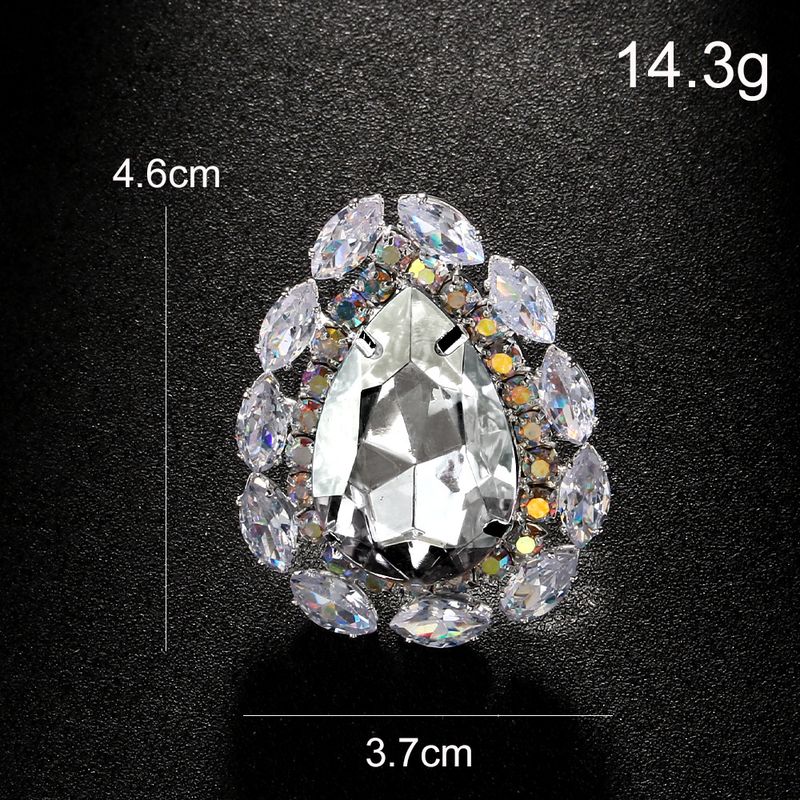 Anello a goccia d'acqua, anello regolabile esagerato, accessori moda, anello da donna_voghion.com