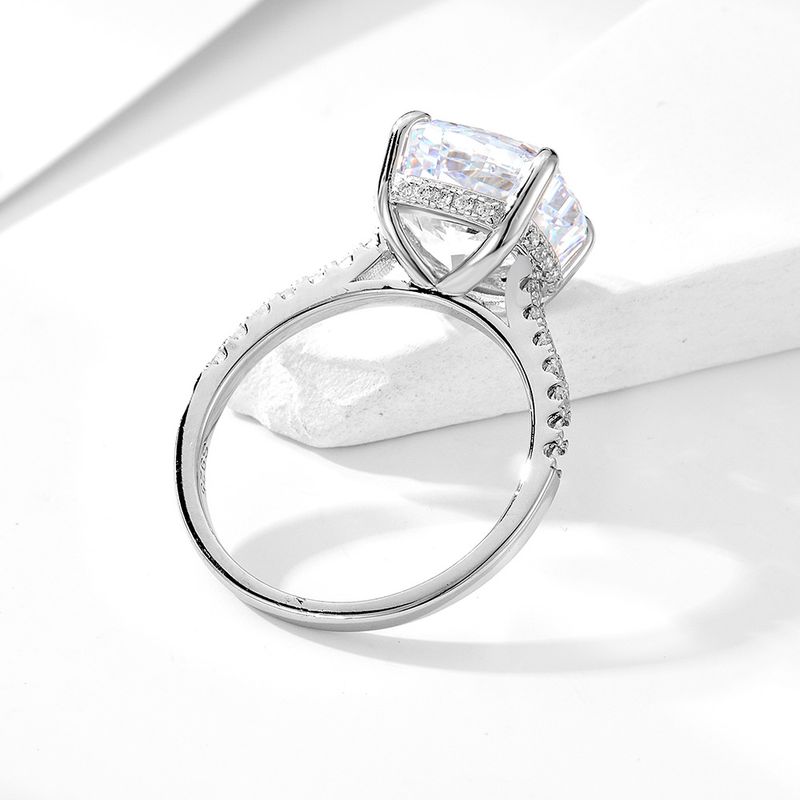 Gioielli da donna in argento sterling 925 con zircone 5A, anello di fidanzamento combinato, 10*10, anello con diamanti sintetici taglio fiore di ghiaccio, gioielli da mano_voghion.com