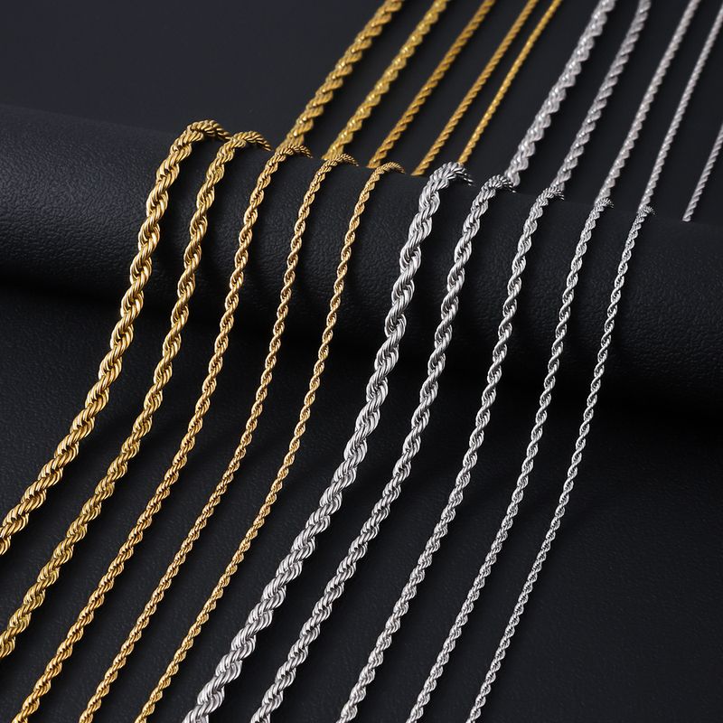 HNSP 316L Stainless Steel Twisted Rope Chain Necklace For Men Women Jewelry Accessories_voghion.com
